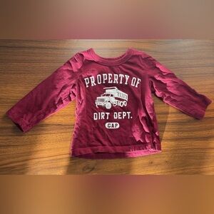 GAP Baby Burgundy Long Sleeve Shirt Toddler 18-24 Months 100% Cotton